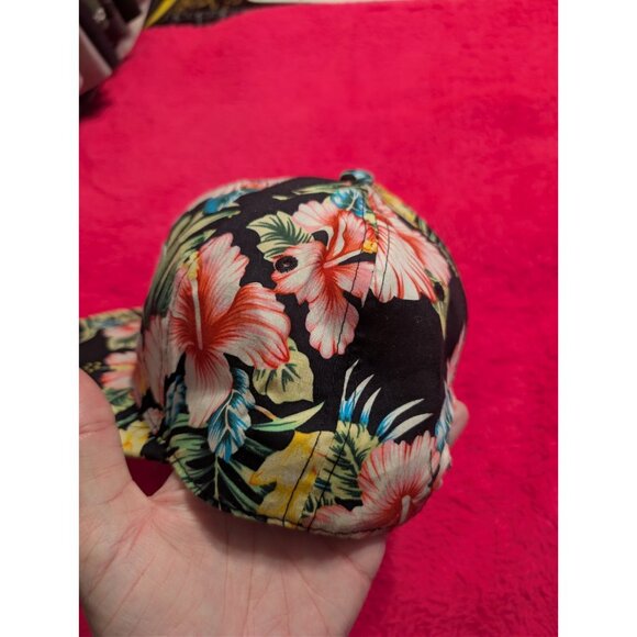 California Republic Bear Floral Snapback Hat Black Tropical Hibiscus Adjustable - Picture 3 of 8
